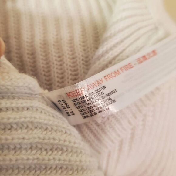 Free People Beach Picnic White Knit Collared Pullover Tunic Sweater Size Small - Picture 11 of 11